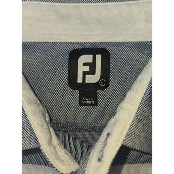 Footjoy FJ Mens Stripe Polo Shirt Large Lisle Purple/Gray - Picture 5 of 8